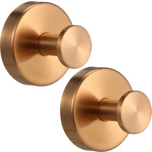 Suction Cup Hooks for Shower No-Drill Bathroom Hooks for Towels, Robes, Loofah Mountable on Bathroom Walls, Kitchen, Glass, Mirrors, Tile and Smooth, Non-Porous Surfaces (2, Champagne Bronze)