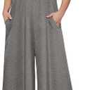 TIYOMI Plus Size Women's Summer Casual Overalls Loose Wide Leg Jumpsuits Adjustable Straps Baggy Rompers With Pockets XL-5XL (Gray, XXXL)
