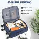 KROSER Softside Expandable Carry On Luggage with Front Business Pockets20 Inch Suitcases with Spinner Wheels & Built-in TSA Lock, Durable Suitcase Rolling Luggage with USB Port, Navy