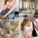 Women Wrap Tie Tops Lightweight Slim Fit Ballet Pilates Yoga Workout Active Shirts Long Sleeve V Neck Casual Tees (Pink, S)