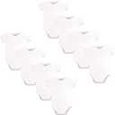 Touched by Nature Unisex Baby Organic Cotton Bodysuits (3-6 Months, White 8-pack)