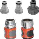 GARDENA (18271) 5-Piece Premium Metal Quick Connect Hose Fittings: Hose Quick Connect Kit for 5/8 Inch or 1/2 Inch Hose - Quickly Connect Garden Hoses, Sprinklers, Spray Nozzles, and Accessories.