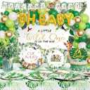 Safari Baby Shower Decorations for Boy, Jungle Animal Themed Party Supplies, A Little Wild One is on the Way Baby Shower Tableware Set with Balloon Garland Kit Plates Napkins Forks Serves 24