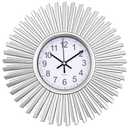 SENYURI Kitchen Wall Clock, Silver Starburst Wall Clocks Battery Operated, 10 Inch Modern Decorative Wall Clock for Living Room, Bedroom, Kitchen,Bathroom, Office