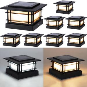 Dynaming 4x4 Solar Post Cap Lights Outdoor with 2 Color Modes, Fence Post Solar Lights Black Shell Fit for Vinyl/Wooden Posts, High Brightness SMD LED Lighting Decor for Garden Deck Patio, 8 Pack