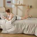 Litanika Twin XL Comforter Set Oatmeal - 2 Pieces Extra Long Bed Set for College Dorm, All Season Bedding Set for Girls and Boys