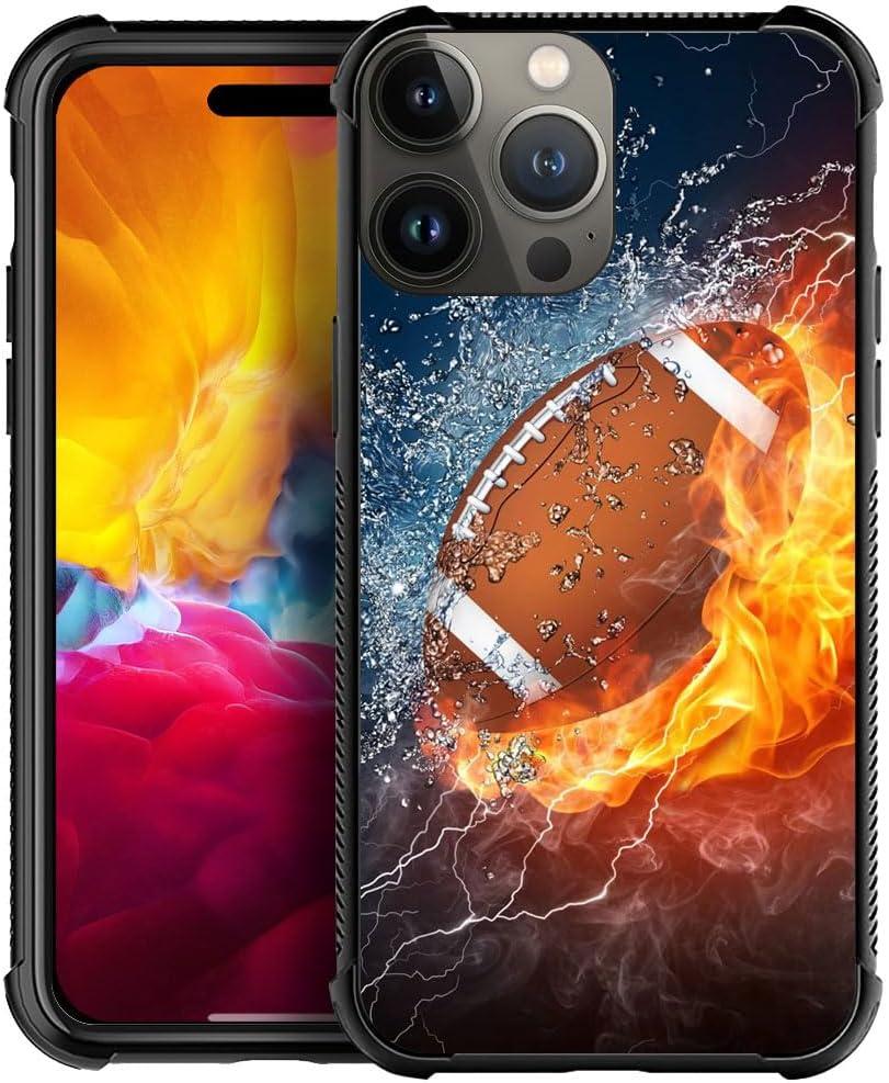DJSOK Case for iPhone 15 Pro Max,Luxury Pattern Design Shockproof Rugged Cover,Cases for Man Woman-American Football on Fire Design DJSOK Case for iPhone 15 Pro Max,Luxury Pattern Design Shockproof Rugged Cover,Cases for Man Woman-American Football on Fire Design