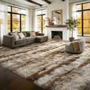 9x12 Extra Large Fluffy Area Rugs Non-Slip for Living Room Tie-Dyed Khaki