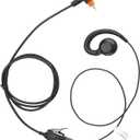 Translucent Acoustic Tube Earpiece PTT/Mic Compatible with Motorola SL300 SL3500e TLK100 SL7550 SL7550e SL7580 Walkie Talkie (Compatible with SL300-C Style)