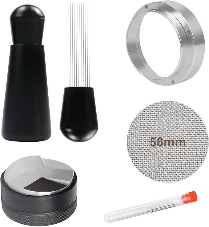 Espresso Accessories Kit, Espresso Distributor, Dosing Funnel and Puck Screen Set, WDT Tool Espresso, Coffee Tamper Espresso Machine Accessories for Portafilter Barista Tools