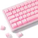 Womier Keyboard Keycaps Jelly, Clear Cute Keycaps, Transparent Pink Custom Key Cap 60 65 75 100 Percent for Cherry MX, Kailh, Outemu, Gateron Mechanical Keyboards(MDA Profile)