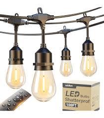 100FT S14 Outdoor String Lights, 64+4 Shatterproof Bulbs 2W, 1.5FT Spacing IP65 Waterproof| Dimmable with Remote, Heavy-Duty, Include Screw & Zip Ties for Patio Backyard Holiday Outside