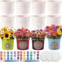 Zubebe 12 Pcs Paint Your Own Ceramic Pots Bulk Unfinished Succulent Pots Craft Kit with Drainage Hole Mini Paintable Plant Vase Ready to Paint Planter for Cactus DIY Craft