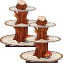 2 Pack Woodland Baby Shower Decorations Cupcake Stands: Cake Topper Stand Western Party Decors Supplies Favors, Baby Kids Boys Girls Birthday Safari Camping Mushroom Theme Cardboard Cupcake Holders