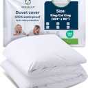 Sensalou Waterproof Duvet Cover with Zipper King/Cal King (White) - Waterproof King Comforter Cover for Adults & Couples