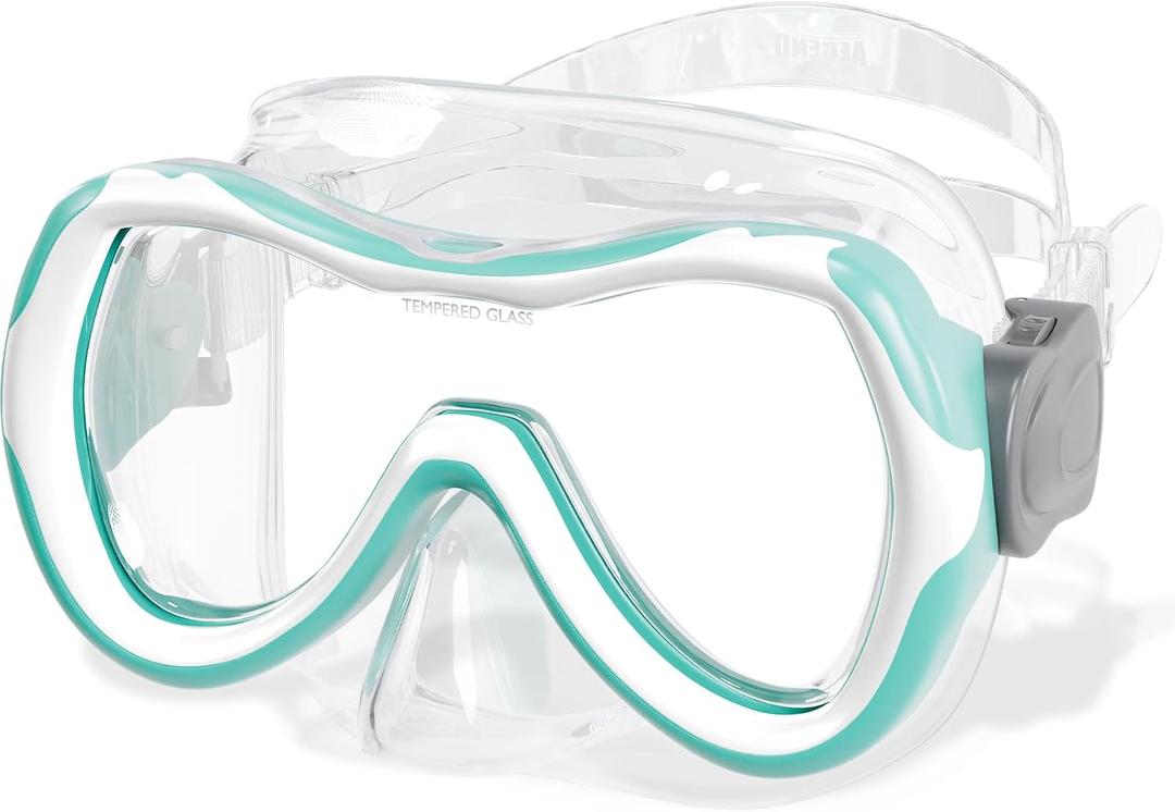 Aegend Kids Swim Mask Goggles, Tempered Glass 180 HD Wide View with Nose Cover