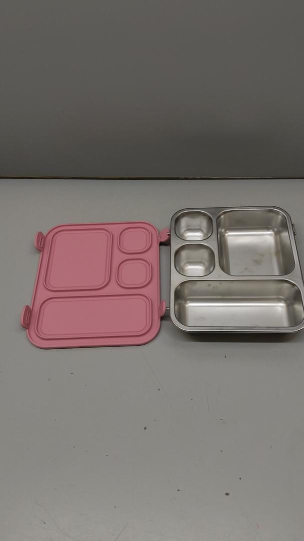 Elk and Friends Kids Stainless Steel Bento Box with Silicone Lid | Leakproof | Toddler Lunch Container | 4 Compartments | Dishwasher Safe