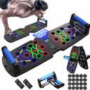 Push Up Board for Men, Push Up Bar at Home Workout Equipment, Pushup Handles Home Gym Exercise Fitness Equipment Portable Foldable with Counter (Black/Blue)