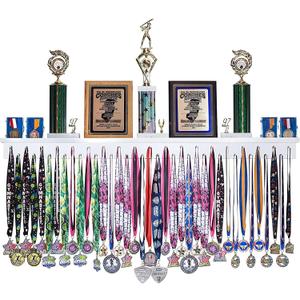4ft- Medal Awards Rack Premier Medal Hanger Display Rack and Trophy Shelf for Gymnastics, Soccer, Basketball, Football, and More. The Largest Medal and Award Display- 48 (White)