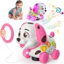 3-in-1 Musical Puppy Toys for 1 Year Old Girl Gift, Educational Baby Toy 6-12-18 Month, 1st Birthday Gift for 1 Year Old Girl Boy, First Bilingual Present for 7 8 9 10 Month Infant (Pink)