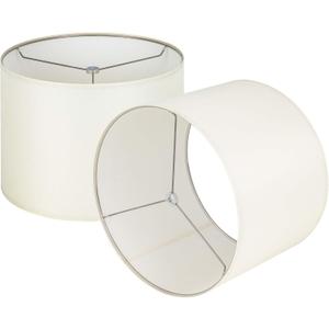Wellmet Cream White Set of 2 Drum Lampshades, Easy Assembly Required 18" Top x 18" Bottom x 12" High Replacement Lamp Shades, Fabric Lampshades for Table Lamps Floor Lamps, Metal Spider Fitter
