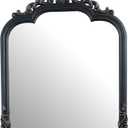 25"x18"in Black Arched Wall Mirror, Antique Baroque Wall Mirror Decoration, Fireplace/Entrance/Living Room/Bedroom/Kitchen/Farmhouse/Bathroom Home Decor。(Black)