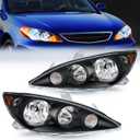 Nilight Headlight Assembly Compatible with 2005 2006 Toyota Camry LE XLE SE Headlamps Replacement Black Housing Amber Reflector Upgraded Clear Lens Driver and Passenger Side