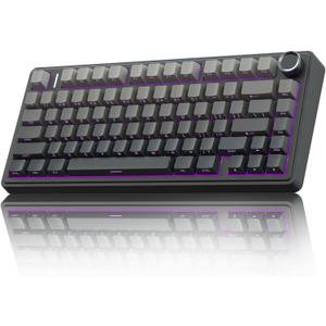 AULA F75 Pro Wireless Mechanical Keyboard,75% Hot Swappable Custom Keyboard with Knob,RGB Backlit,Pre-lubed Reaper Switches,Side Printed PBT Keycaps,2.4GHz/USB-C/BT5.0 Mechanical Gaming Keyboards