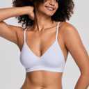 Zorwea 3/6 Pack V Neck Bralette for Women, Lightweight Wireless Comfort Padded Lounge Bra Set for Everyday Wear Sleep, Medium, Black-white-lightnude