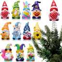 Gejoy 12 Pcs Mini Interchangeable Gnome Tree Topper, Valentine's Day Seasonal Resin Gnome Ornaments 5.1'' Miniature Christmas Tree Toppers for Year Round Gift, Office Home Decor, 1 Spring