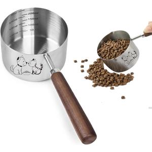 1 Cup Dog Cat Food Scoop, OHOLA Stainless Steel Dog Food Measuring Cup, Precision Scale Measurements (Stylish Pattern)