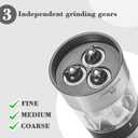 ROMER & BECHTEL 3-In-1 Manual Salt And Pepper Grinder, Adjustable Manual Spice Grinder Ceramic Burr Grinder With Stainless Steel, Refillable & Transparent