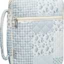 Bible Cover Case for Women,Large Bible Tote Bags Organizer Quilted Carrying Case for Girls,Bible Study Supplies Accessories Christian Gifts for Women (greenblue pin, M)