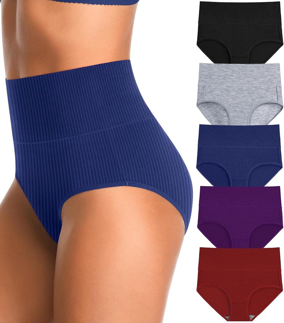 2 x High Waisted Womens Underwear Cotton Tummy Control Postpartum Essentials Full Coverage Panties Soft Comfortable Briefs