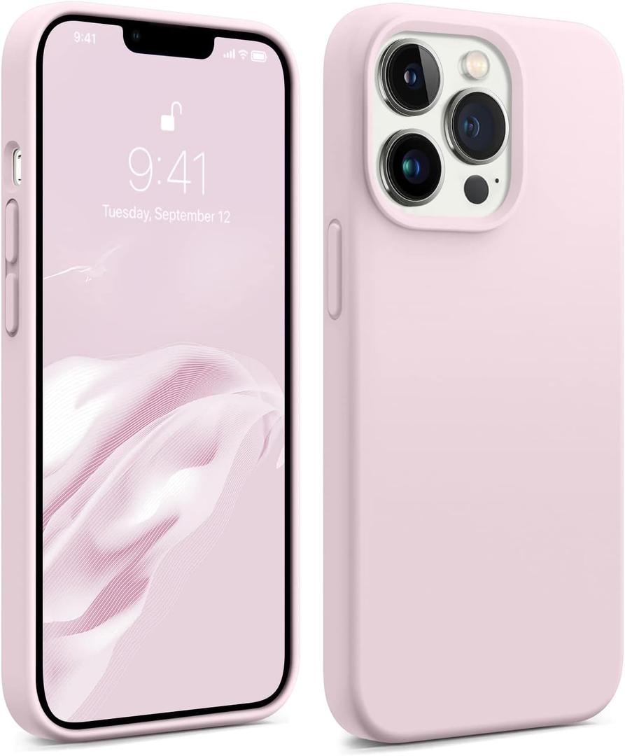 AOTESIER Magnetic for iPhone 13 Pro Max Phone Case, [Compatible with MagSafe][Military Shockproof Protection] Silicone Case with Soft Anti-Scratch Microfiber Lining, 6.7 inch, Ice Pink