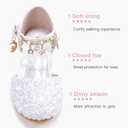 Furdeour Girls Dress Shoes Princess Crystal High Heels Closed Toe Party Wedding Flower Girls Shoes Toddler Little Big Kid (Whitesequins)