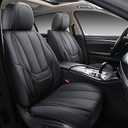 Coverado Seat Covers Full Set, Black Seat Covers for Cars 5 Seats, Car Seat Protector, Waterproof Nappa Leather Car Seat Cushion, Front and Rear Car Seat Cover Fit for Most Sedans SUV Pick-up Truck