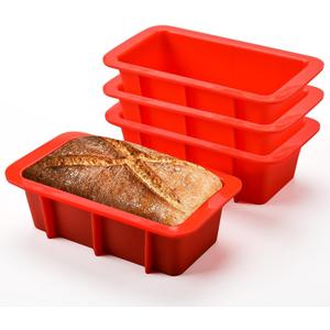Silicone Mini Bread Loaf Pans for Baking, Small Loaf Pan Set of 4, 2.7x5.4 Inch Nonstick Bread Silicone Molds for Toast, Brownie, Loaf, Cake, Soaps