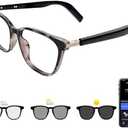 Smart Glasses with Photochromic Lenses for Men and Women AI Translation Smart Glasses with Translator 164 Languages IP67 Waterproof Bluetooth Glass Blue Light Protection (KM02_Tortoiseshell)