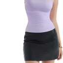 SUUKSESS Women Sexy Mesh Sheer Crop Tank Tops Sleeveless Ruched Going Out Tops (XS)