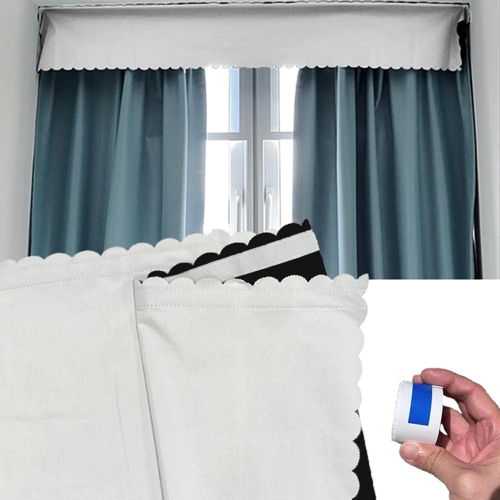 Top of Curtain Light Blocker, Light Blocking Curtains Toppers Portable Blackout for Window, Easy to Cut and Install Without Turning Holes (59 x 16.9 in)