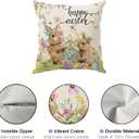 Bunny Lamb Eggs Chick Cross Flowers Rabbit Easter Pillow Covers Throw Pillow Cases Set of 4 Decorations for Farmhouse Home Sofa Couch Cushion Cover Party Holiday Decor 20x20 Inch