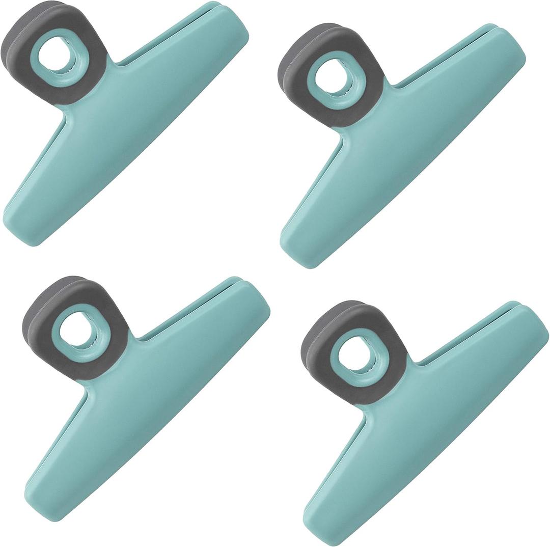 COOK WITH COLOR Food Clips - Wide Heavy Duty Chip Clips, Large Bag Clips for Food Storage with Air Tight Seal Grip, Pack of 4, Teal