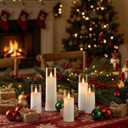Amagic Pure White Flameless Candles, Battery Operated Candles, Acrylic Flickering LED Pillar Candles with Remote Control and Timer, 3D Wick, Yellow and Blue Glow, D2.2 xH5 5" 6" 7" 8", Set of 5