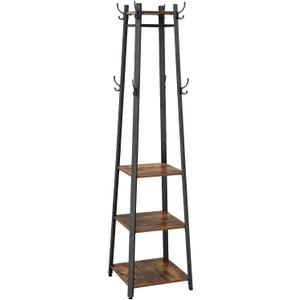 VASAGLE Coat Rack, Coat Stand with 3 Shelves, Hall Tree Free Standing with Hooks for Scarves, Bags, Umbrellas, Steel Frame, Industrial Style, for Entryway, Living Room, Rustic Brown and Black ULCR80X VASAGLE Coat Rack, Coat Stand with 3 Shelves, Hall Tree Free Standing with Hooks for Scarves, Bags, Umbrellas, Steel Frame, Industrial Style, for Entryway, Living Room, Rustic Brown and Black ULCR80X