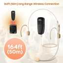 Wireless Headset Microphone, UHF Skin Tone Head Mic Speaker System, Beige Professional Voice Amplifier Microphones, with 164ft Range, Ideal for Teachers Tour Guides Fitness Coaches Conferences