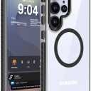 DEERLAMN Strong Magnetic Case for Samsung Galaxy S24 Ultra 6.8-Inch,[Compatible with Magsafe][Military Grade Drop Protection] Clear Slim Shockproof Protective Phone Cover, Transparent+Black