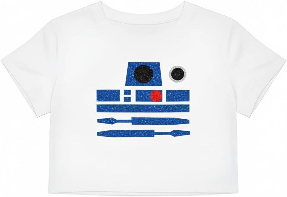 Cute Robot Crop Top Costume Womens Shirt Adult Teens Women Cosplay Funny Space Shirts Halloween Costumes (White, M)