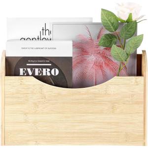 Suzile Wall Mounted File Holder Wood Magazine Holder Wall Hanging File Organizer for Office Mail Magazine Letter Paper Folder Organization (Wood Color)