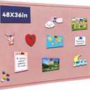Large Bulletin Board - 48 X 36 inches Decorative Felt Pin Board - 4' x 3' Cork Board Alternative for Wall - Foldable Photo Board Self-Adhesive Vision Board Prayer Board with 30 Pushpins - Pink